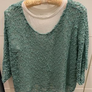 Turquoise mesh sweater topper